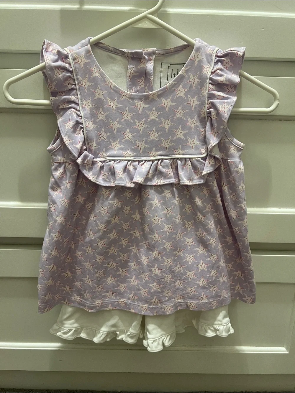 Girls' Lavender Star Ruffle Tank Top - Lila & Hayes. Size 5 set